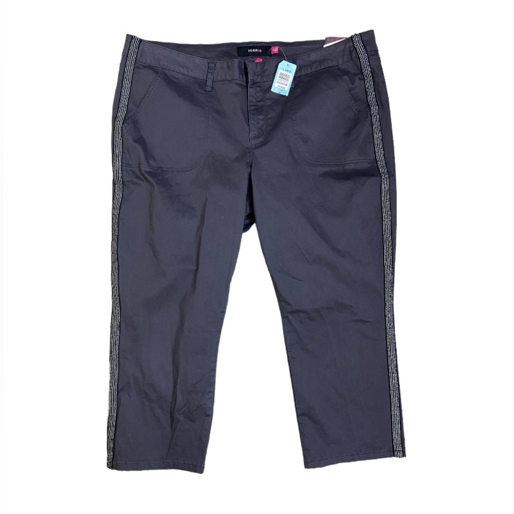 Torrid Denim Gray Utility Crop Pant with Metallic Bar on Sides Size 20 New